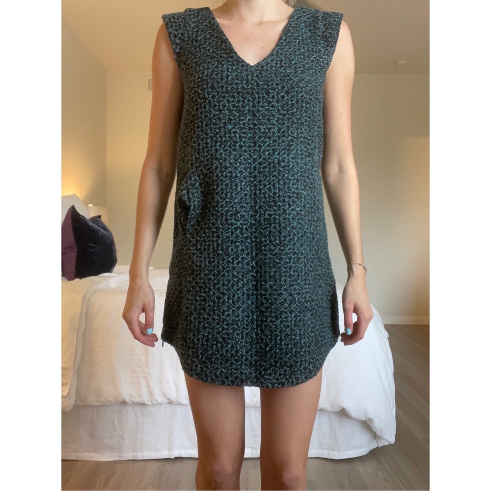 BCBGeneration Sage Combo Tweed V-Neck Dress